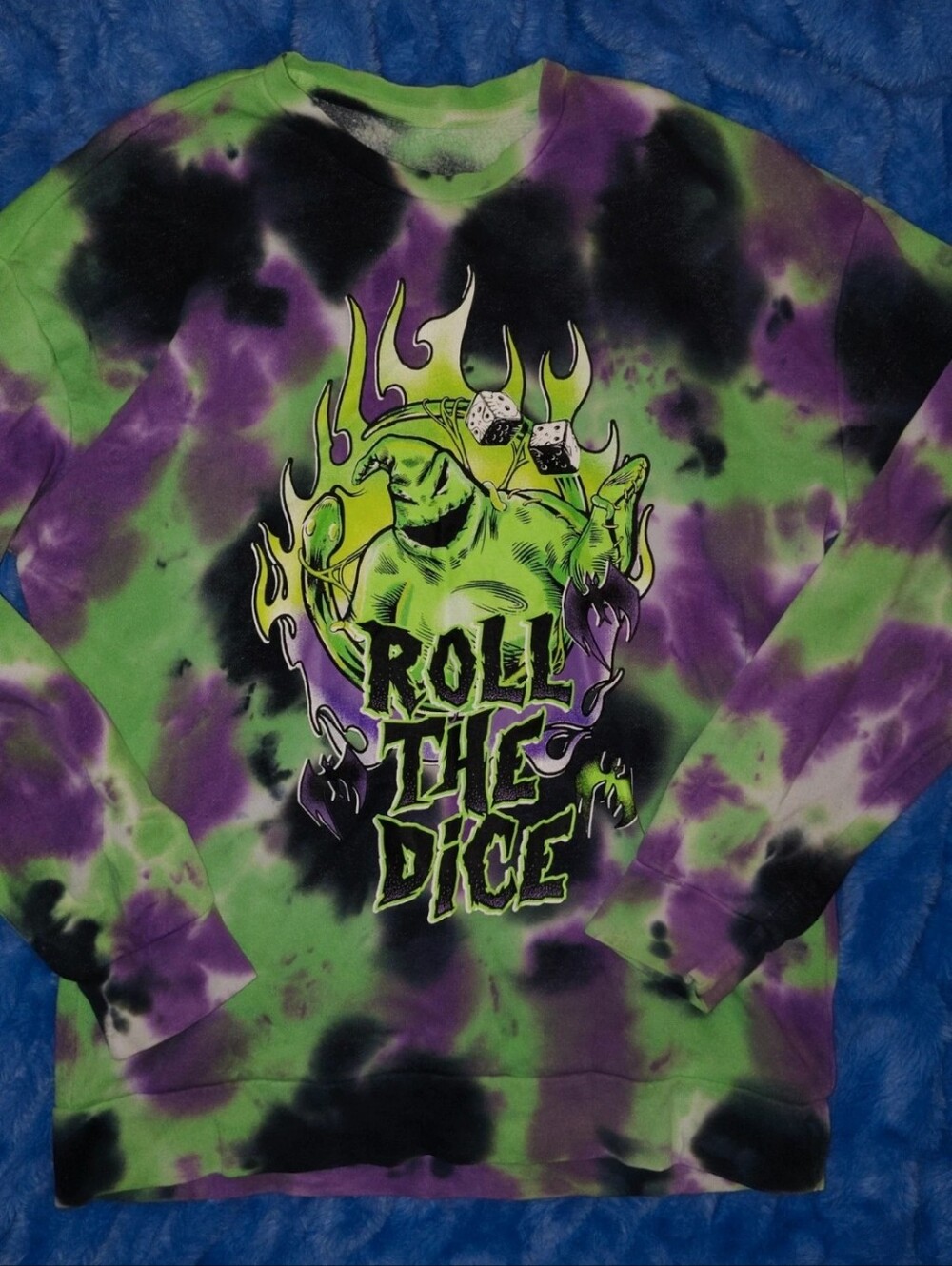 Disney Green, Purple & Black Tie-Dye "Roll The Dice" Sweatshirt